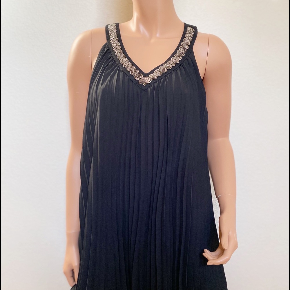 ALFANI COCKTAIL RUFFLE PLEATED FORMAL BLACK DRESS - Picture 3 of 8